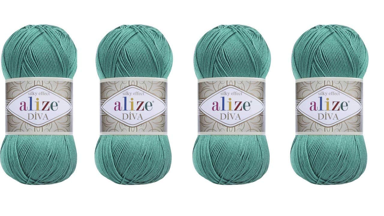 Hand Knitting Yarn 100% Microfiber Acrylic Yarn Alize Diva Silk Effect Thread Crochet Art Lace Craft Lot of 4 skeins 400gr 1532yds (610)