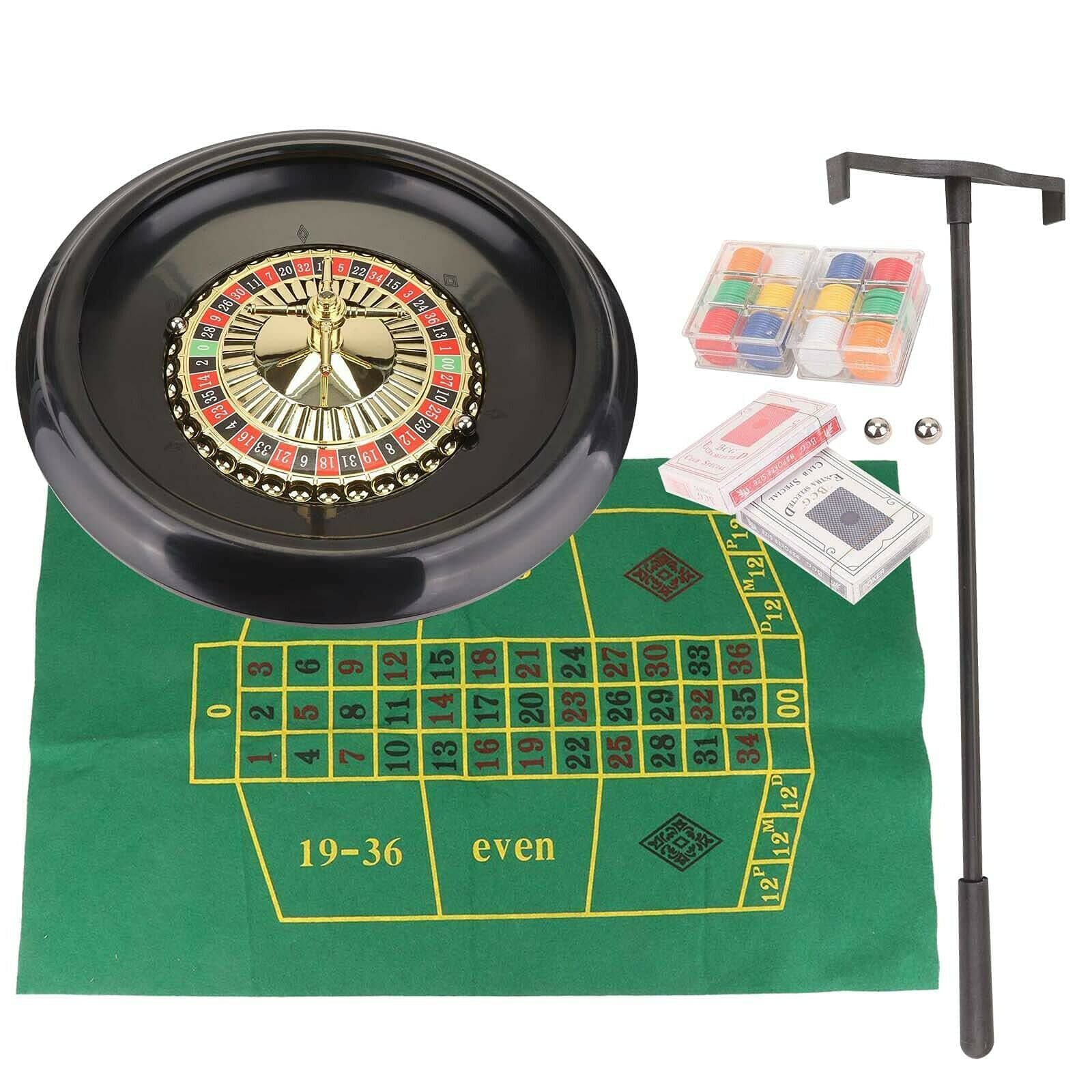 Trintion Luxury Roulette Wheel Game Set - 16" Complete With Felt Rake, Playing Cloth, Balls, Chips, Playing Cards