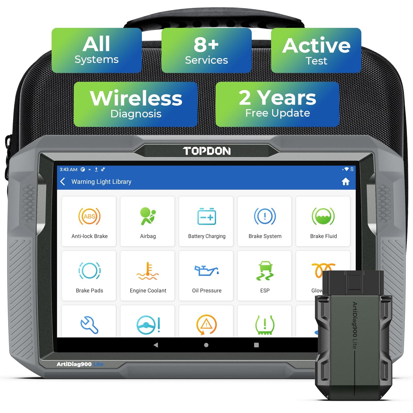 Auto Diagnosis ArtiDiag900 Lite, Wireless Diagnostic Tool for All Systems, OBD2 Scanner with 8+ Recovery Services, Active Test, TSB Report, AutoVIN, 2 Years Free Update