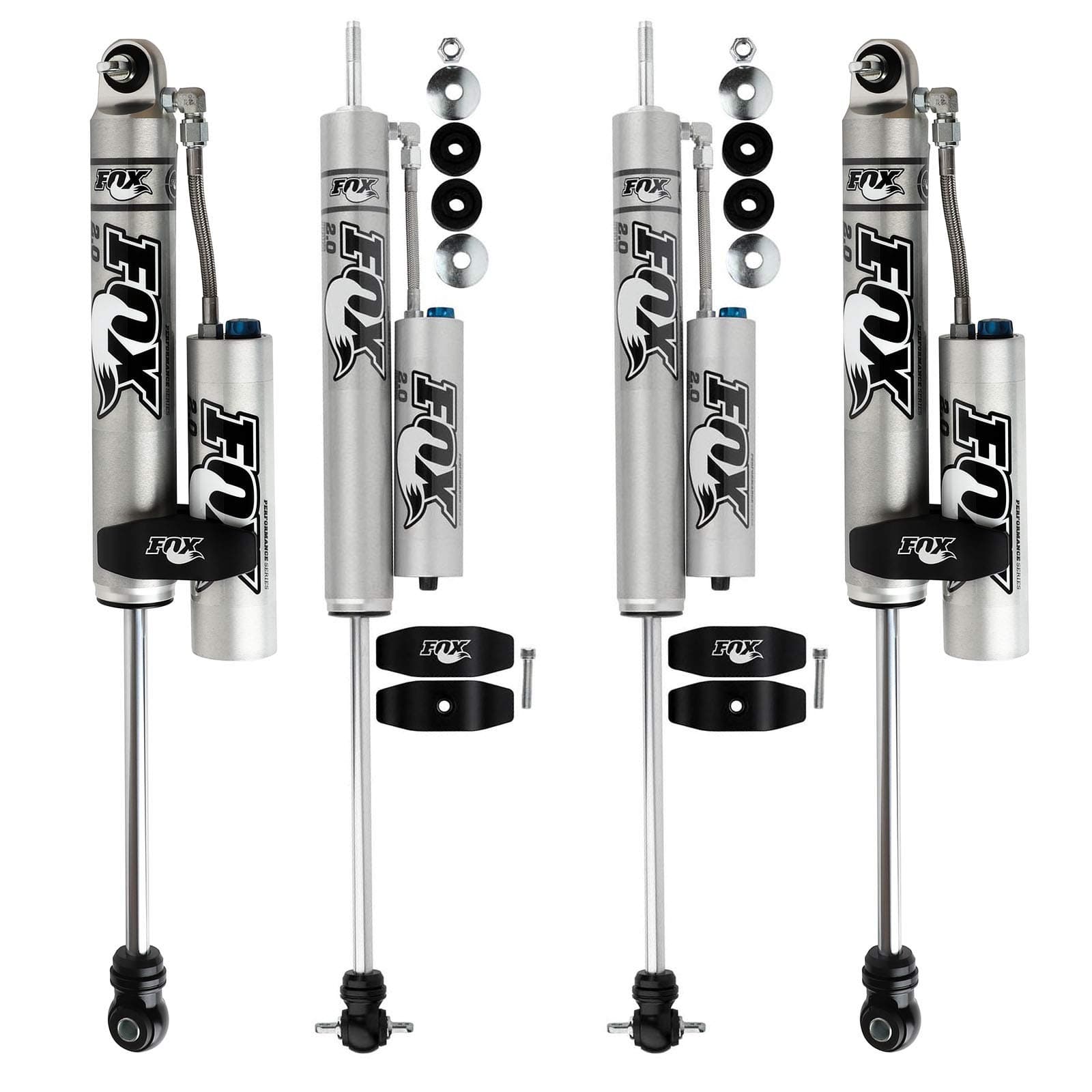 Fox 2.0 Perf w/CD Reservoir Shocks Set for 97-06 Wrangler 4WD w/6.5-8" TJ LJ
