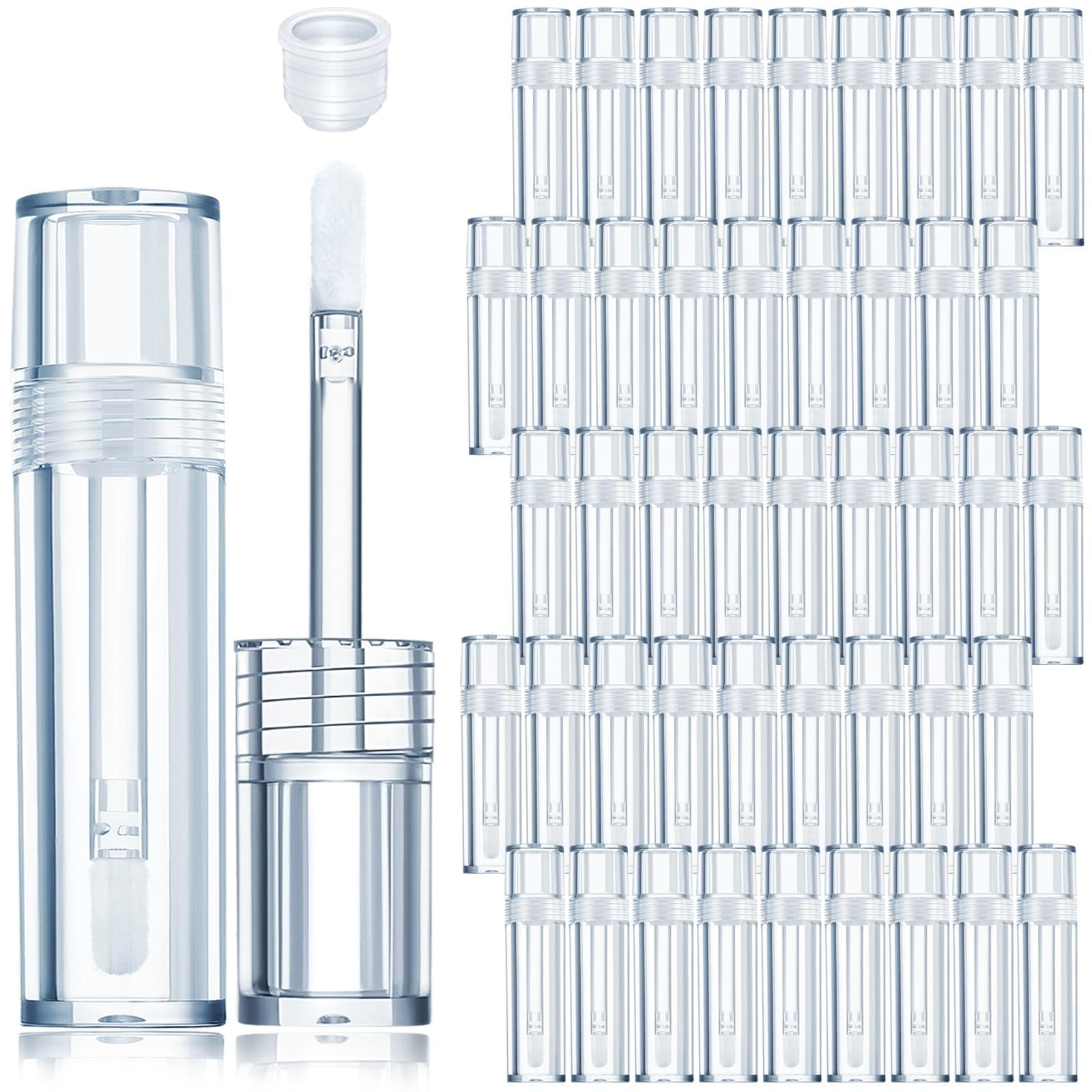 Hsei 100 Pcs Empty Lip Gloss Tubes with Wand Bulk Heavy Duty Clear Lips Balm Containers Refillable Lipstick Tubes with Rubber Stoppers for Travel Cosmetic DIY Makeup Gift Supply(2.5 ml,100 Pcs)