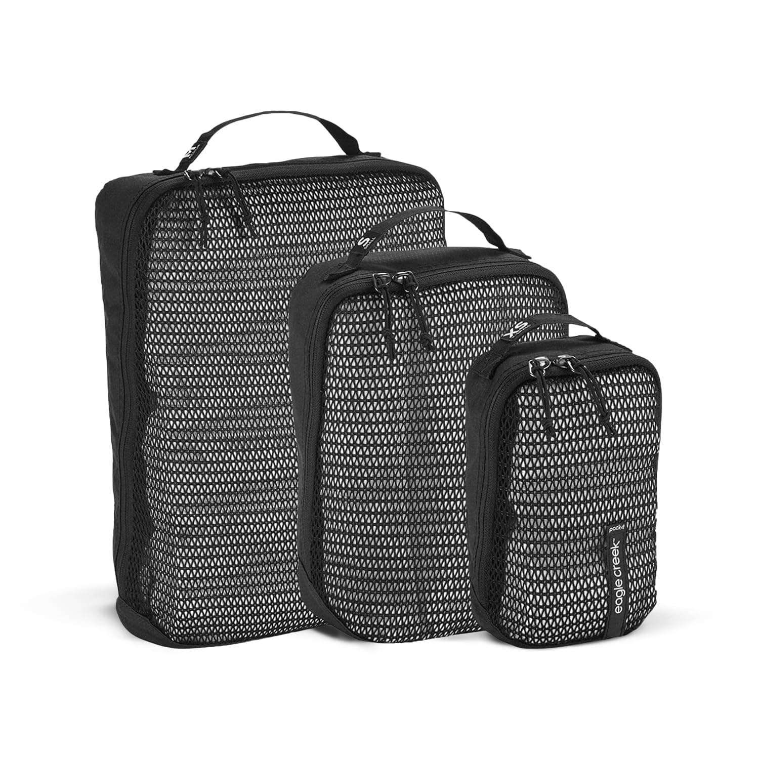 Eagle Creek Pack-It Reveal Packing Cubes Set - Durable, Ultra-Lightweight and Water-Resistant Ripstop Fabric Suitcase Organizers with Mesh Windows, Black