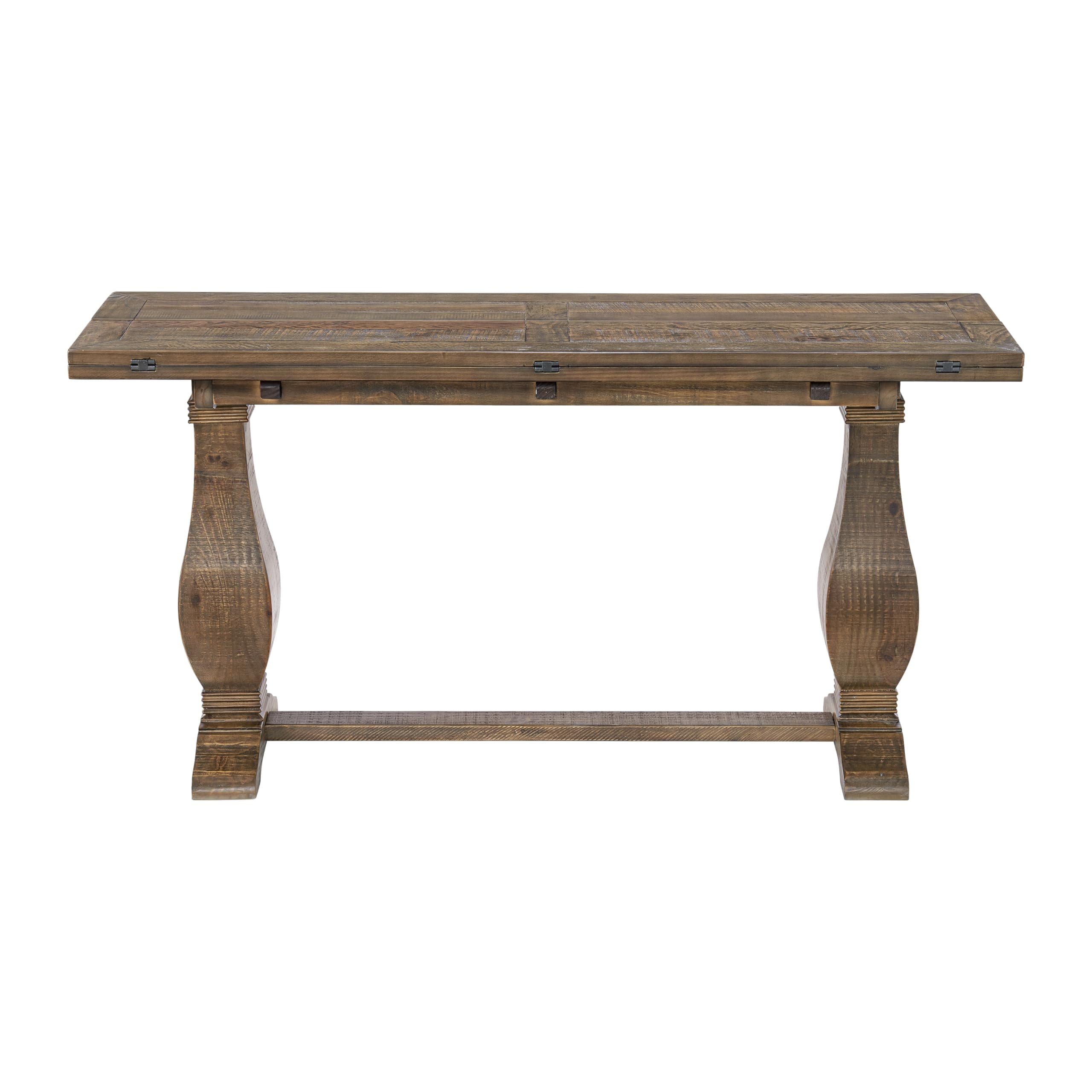 Napa Sofa Console Table, Modular Flip Top Dining or Accent, Solid Natural Wood