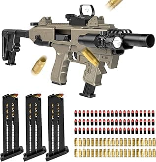 – Moonmen Cosplay Dress-Up Accessories Glock Soft Bullet Toy Gun, Shell Ejecting Toy Pistol, A Variety of Combination Gameplay, 3 Clips, Gifts for Boys Girls Birthday (Style 3)