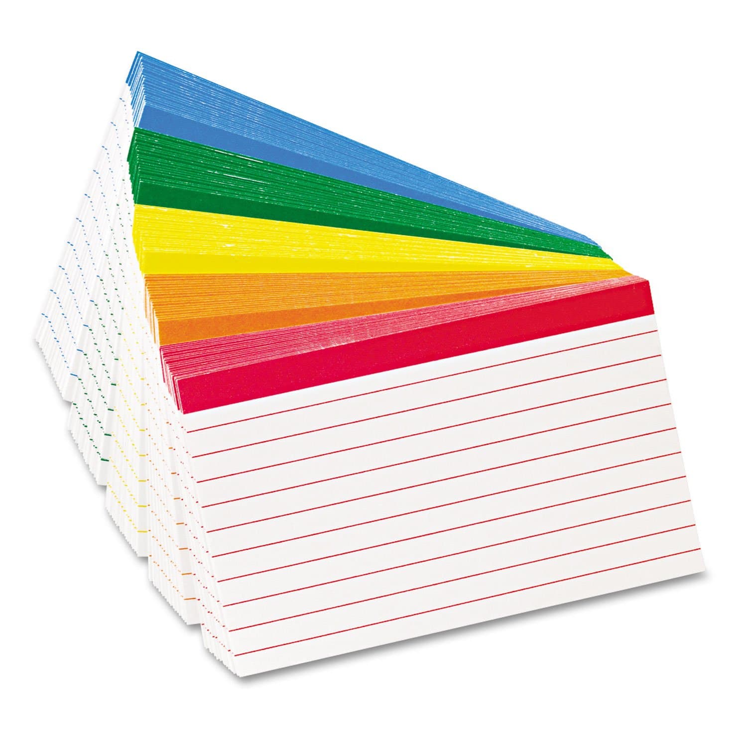 Color Coded Bar Ruled Index Cards 3 x 5 Assorted Colors 100/Pack