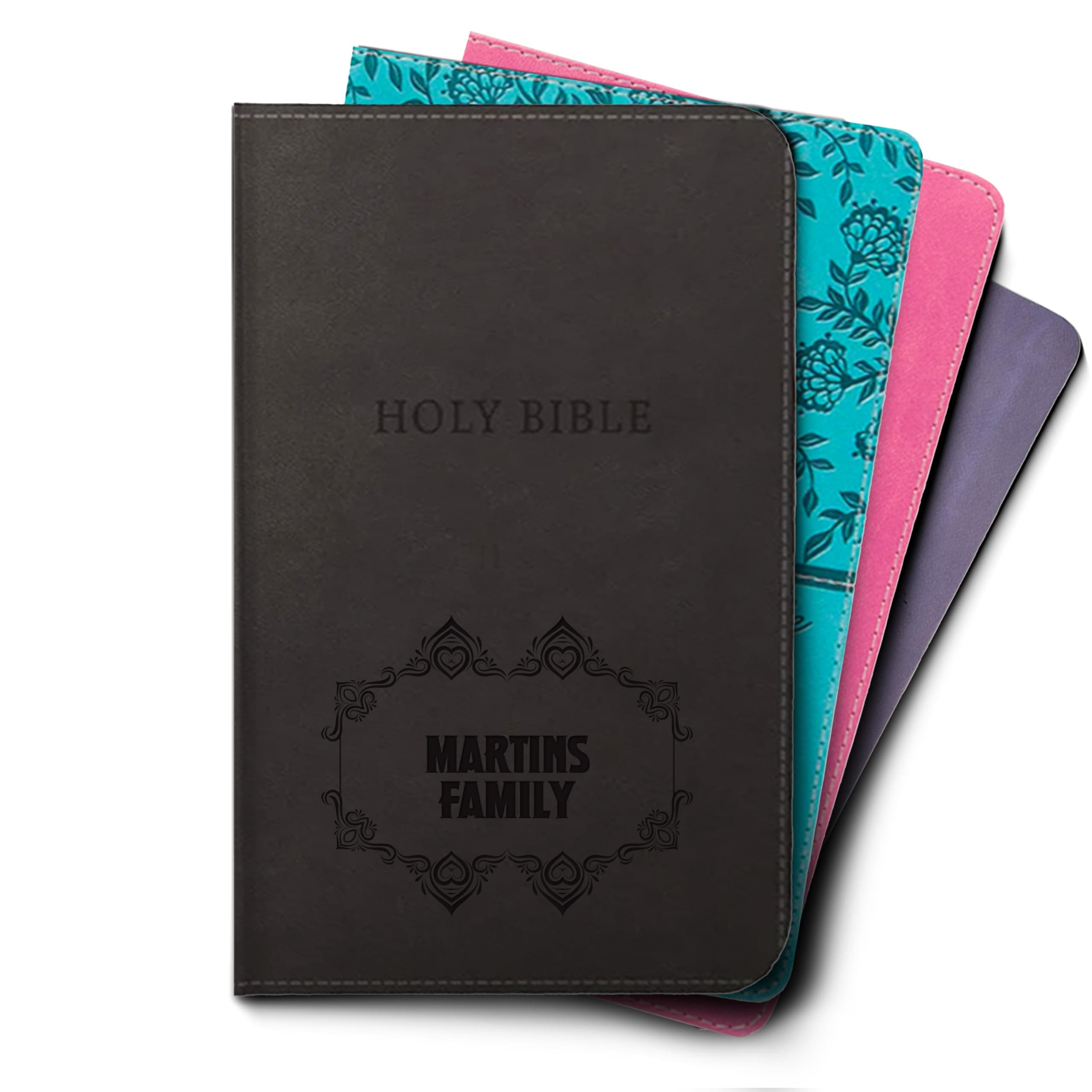 Hope Harbor Personalized Gift Bible with Custom Name Engraved, KJV, Black, King James Version, Red Letter Edition, Comfort Print, Faux Leather