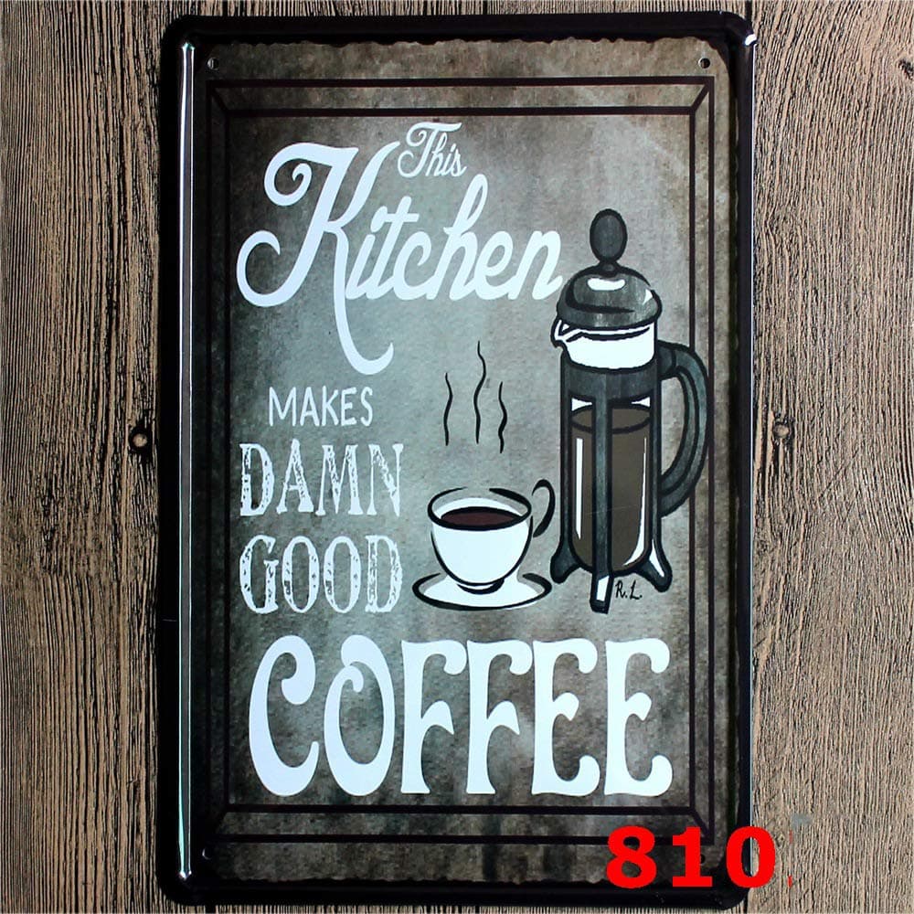 Black Original Design This Kitchen Makes Coffee, Tin Metal Wall Art Signs, Thick Tinplate Print Poster Wall Decoration for Cafe/Man Cave/Coffee Corner (Kitchen coffee, 8x12 Inches (20x30 CM))