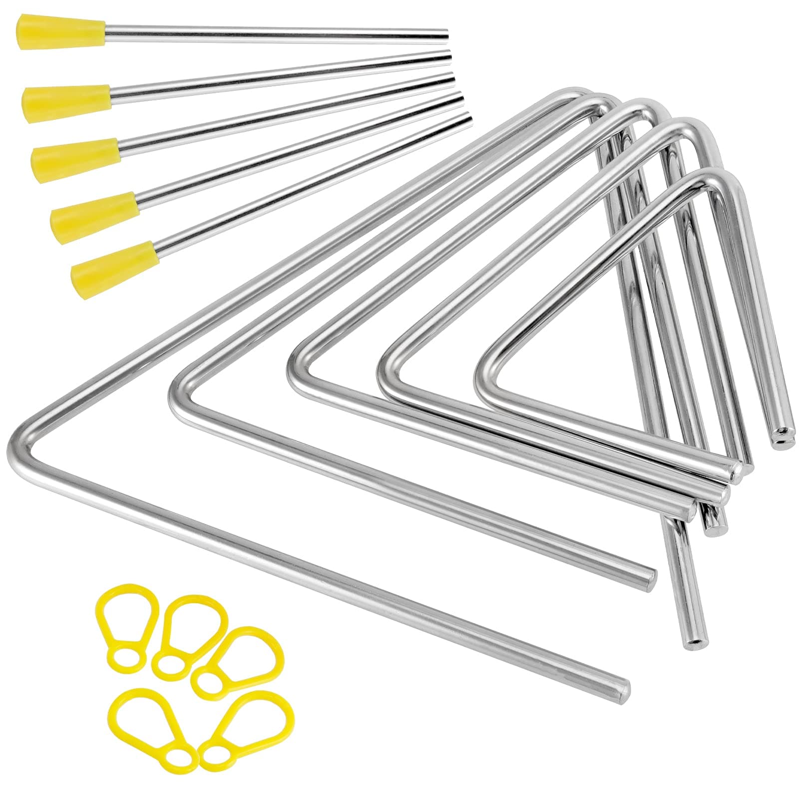 10 Pack Music Instruments Triangles, Percussion Triangles With Strikers Musical Steel Triangle Se Music Triangle Instruments for Music Learning 4,5,6,7,8 inches