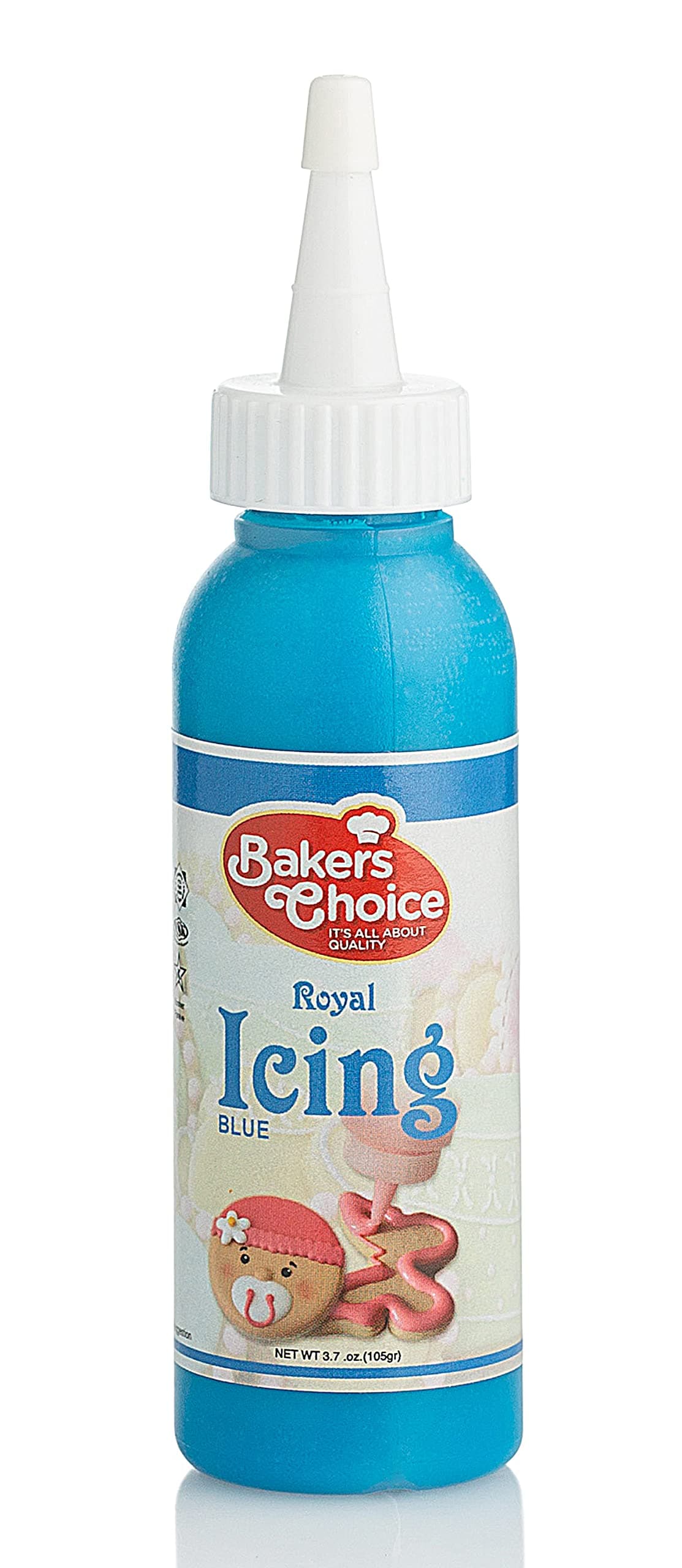 Blue Cookie Icing - Ready to Use Royal Icing for Cookies - Decorating Squeeze Bottles with Piping Tube For Cookies, Cakes, Cupcakes and Treats - 3.7 oz. - Baker’s Choice