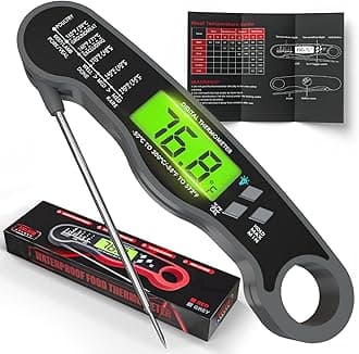 Instant Read Meat Thermometer Digital - Waterproof Food Thermometer with Backlight for Cooking, Grill, Candy, Kitchen & Stocking Stuffers for Men - GreyGlobal Recycled StandardGlobal Recycled StandardGlobal Recycled Standard