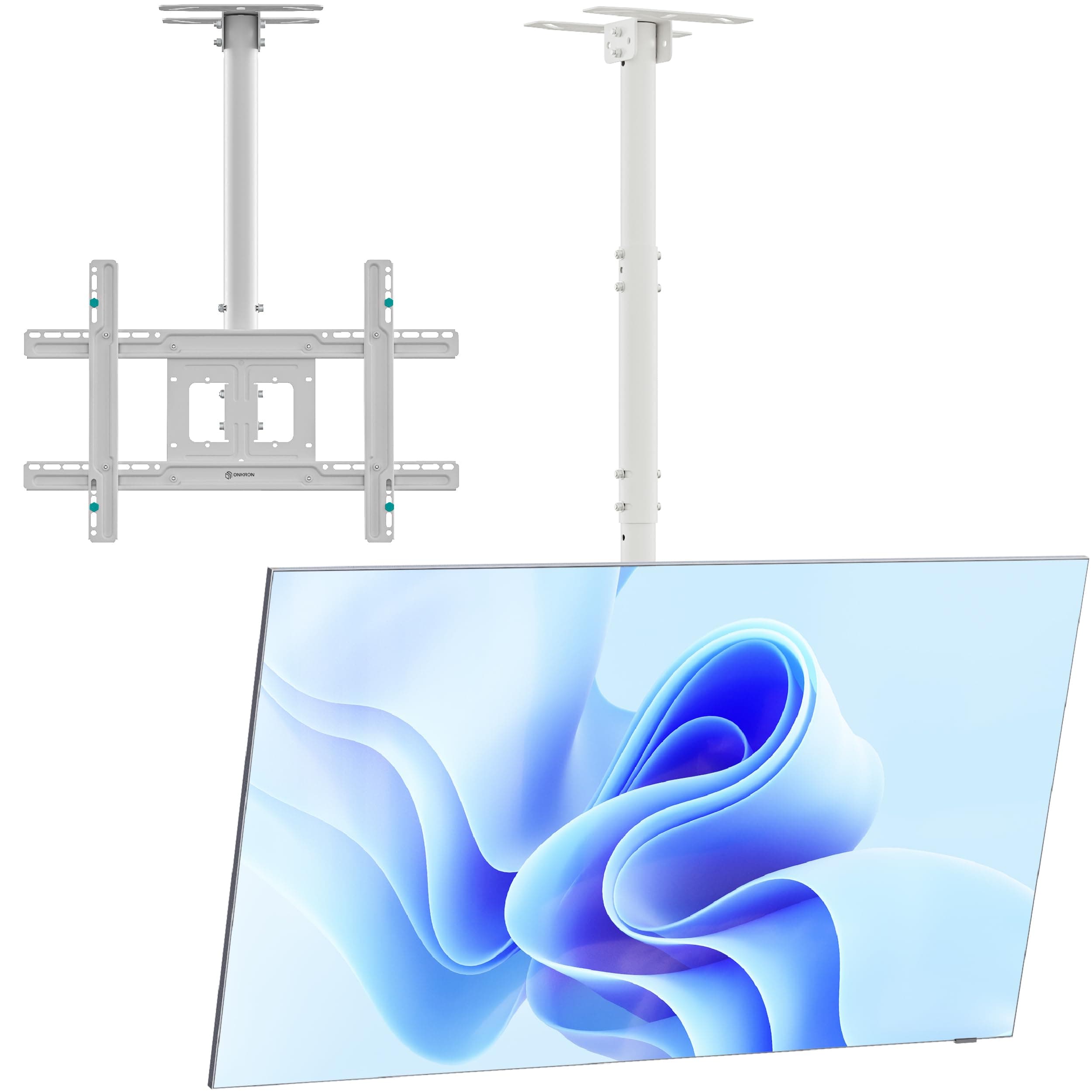 ONKRON Ceiling TV Mount for 32-80 Inch Screen up to 150 lbs, Full Motion, Height Adjustable TV Mount for Ceiling, VESA 100x100-600x400, Drop Down Television Mount with Swivel and Tilt White