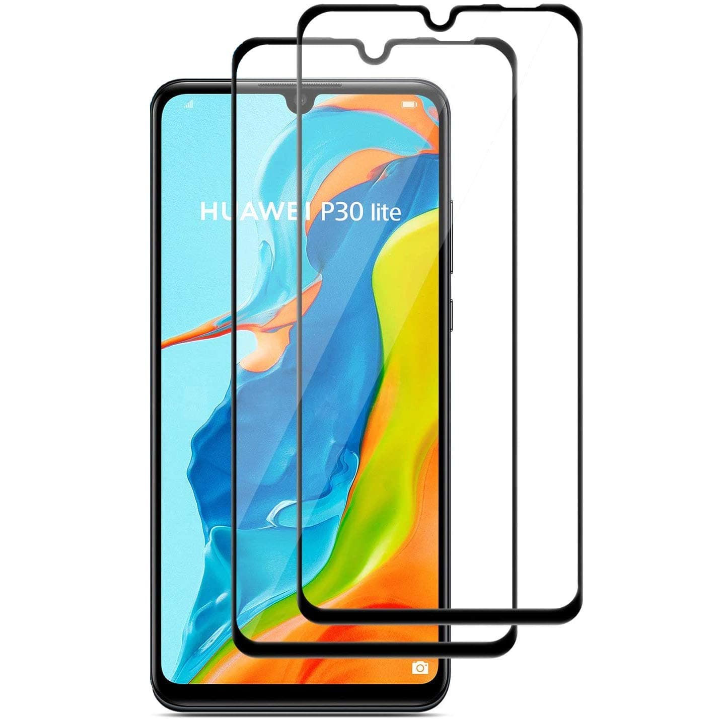 Masstimo Huawei P30 Lite Screen Protector, Premium Quality Full Coverage Tempered Glass [3D Curved][9H Hardness][Scratch Resistant][Easy-Install] HD Clear Film for Huawei P30 Lite (Black)