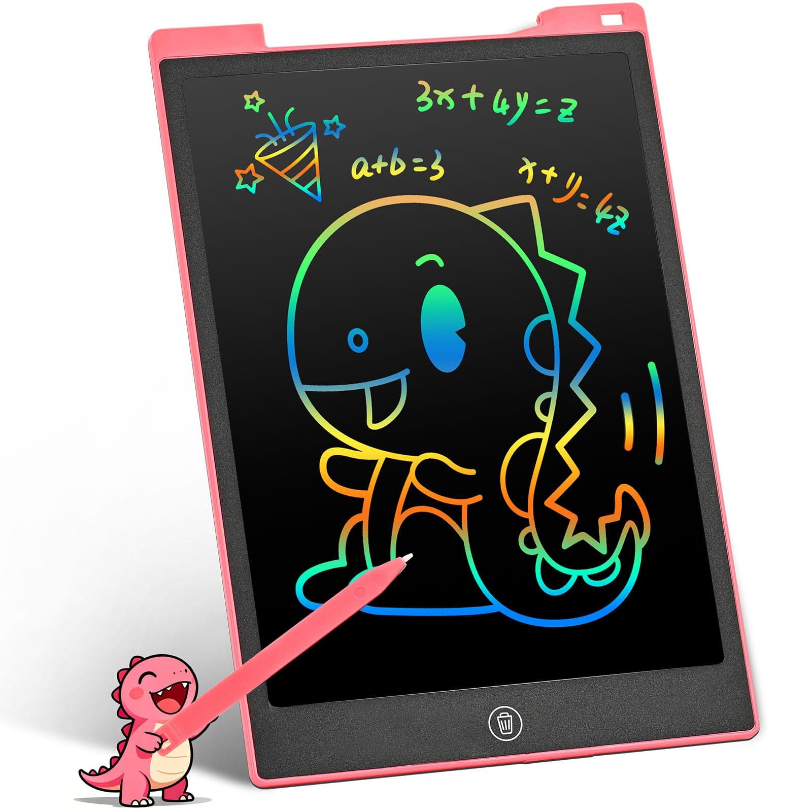 LCD Writing Tablet, 12inch Colourful Magnetic Drawing Pad Learning Educational Toys Graphic Board Handwriting Doodle Pad - Gift for Kids 3-12 Years Old Girl Boy (Pink)