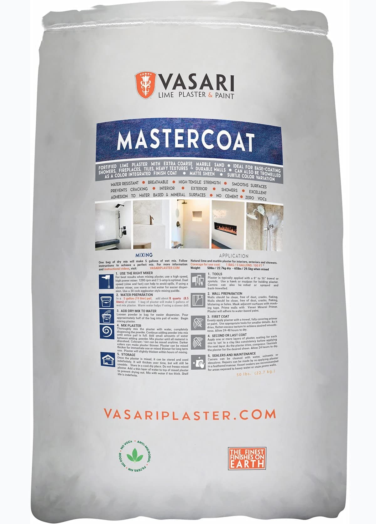 VASARI Plaster MasterCoat (also used as Shower Base Coat, Dry Mix - 50 lbs)