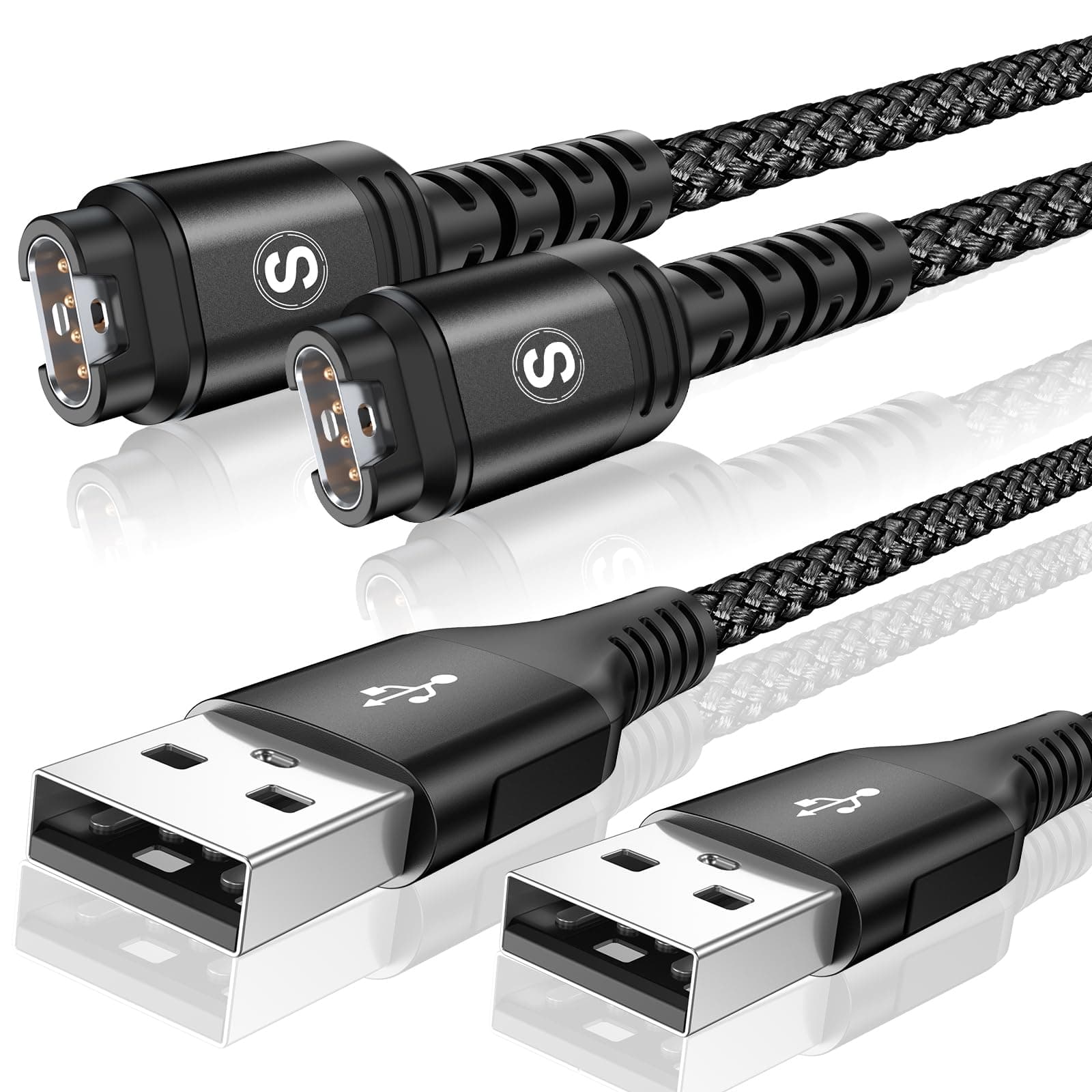 sweguard Smart Watch Charger Cable [2-Pack,1.2M] Compatible with Garmin Fenix 7 7S 7X 6 6S 6X 5 5S 5X, Forerunner 945 45 45S 245 Music, Approach S10 S40 S60 G12 S12 S42,Vívoactive 3 4 4S,Venu 2 2S