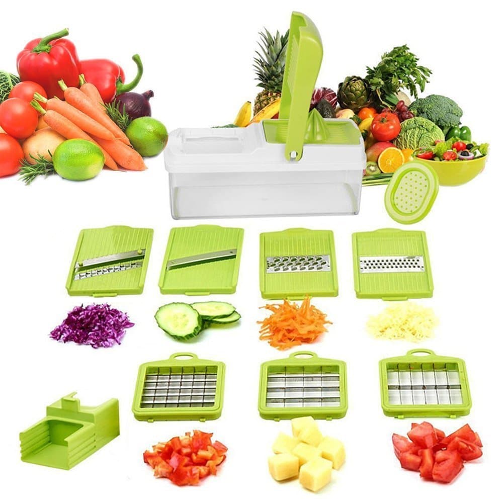 Richday Vegetable Cutter 10 in 1 King Mandolin Chopper with Interchangeable 7 Stainless Steel Blades