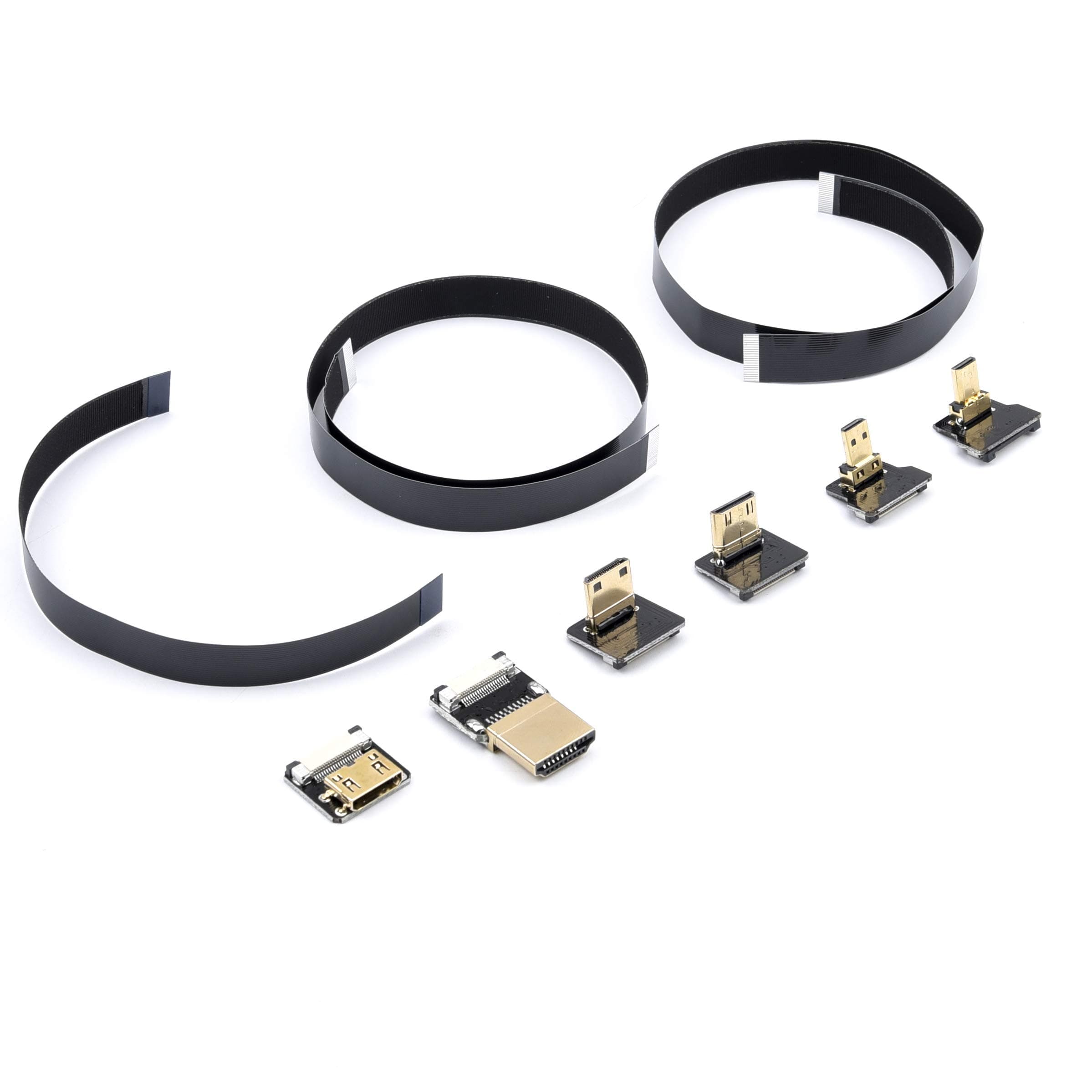 FPVKingFPV HDMI Flat Ribbon Cable with Standard, Mini and Micro Connectors Bundle Set for Multicopter Aerial Photography
