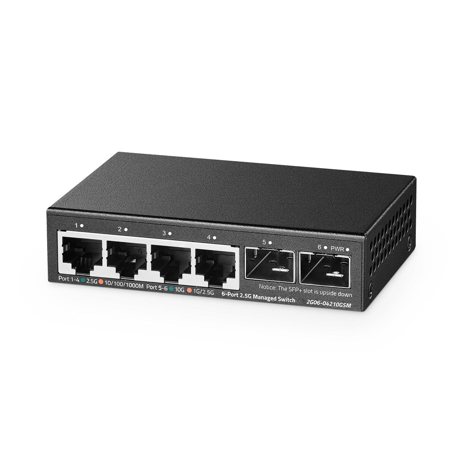 Binardat 4 Port 2.5G Web Managed Switch with 2x10G SFP+ Slot, Ultra-Mini Size, Support Trunk/LACP/VLAN/QOS, Metal Multi-Gigabit Desktop/Wallmount Network Switch