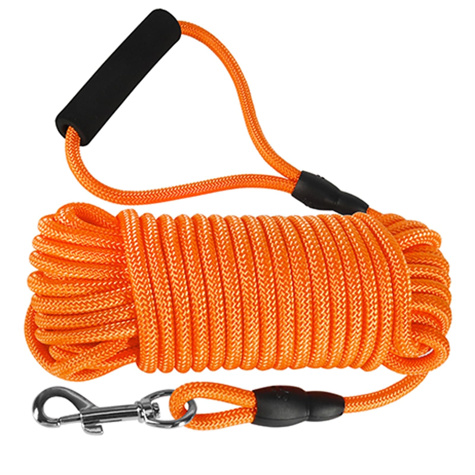 Vivifying Long Dog Leash, 32ft Floating Dog Training Leash, Check Cord Rope Lead with Comfortable Handle for Outside, Hiking, Swimming, Beach and Lake (Orange)