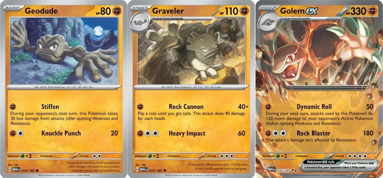 Pokemon Golem ex 076/165 - 151 - Double Rare - Evolution 3 Card Set - Graveler Geodude