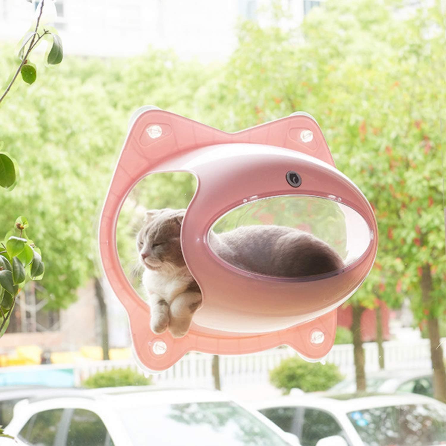 Panoramic Cat Window Perch - 5 Seconds Installation - Extremely Easy to Clean - Hold Up to 70 LBS - Size 21 x 16 x 8