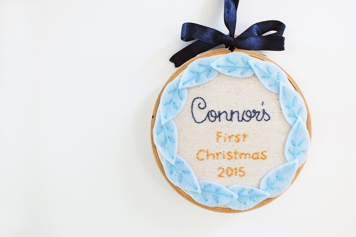Customized Baby's First Christmas ornament, personalized wreath for baby's 1st Christmas, baby shower gift, baby boy ornament
