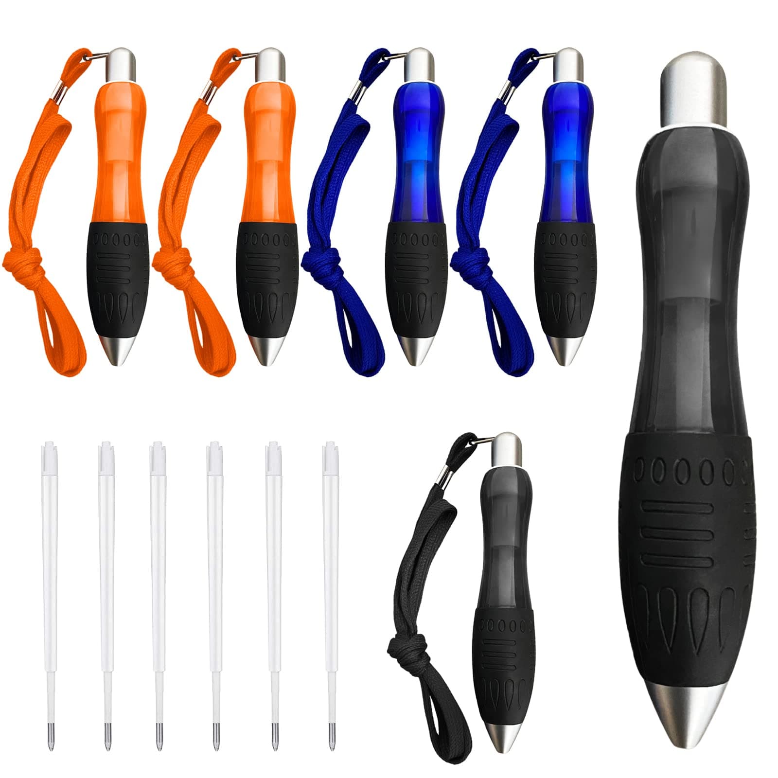 Big Fat Pens (12 Pack) Aids Writing For Tremor, Arthritis, Parkinson, Handicap, Carpal Tunnel Large Wide Grip Pens Retractable Ballpoint Pens (Black, Blue,Orange)