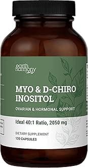 Earth Harmony Myo-Inositol & D-Chiro Inositol Supplement for Women, Ovarian & Hormone Balance for Women - Supports Normal Cycles, Fertility Supplement (120 Capsules)