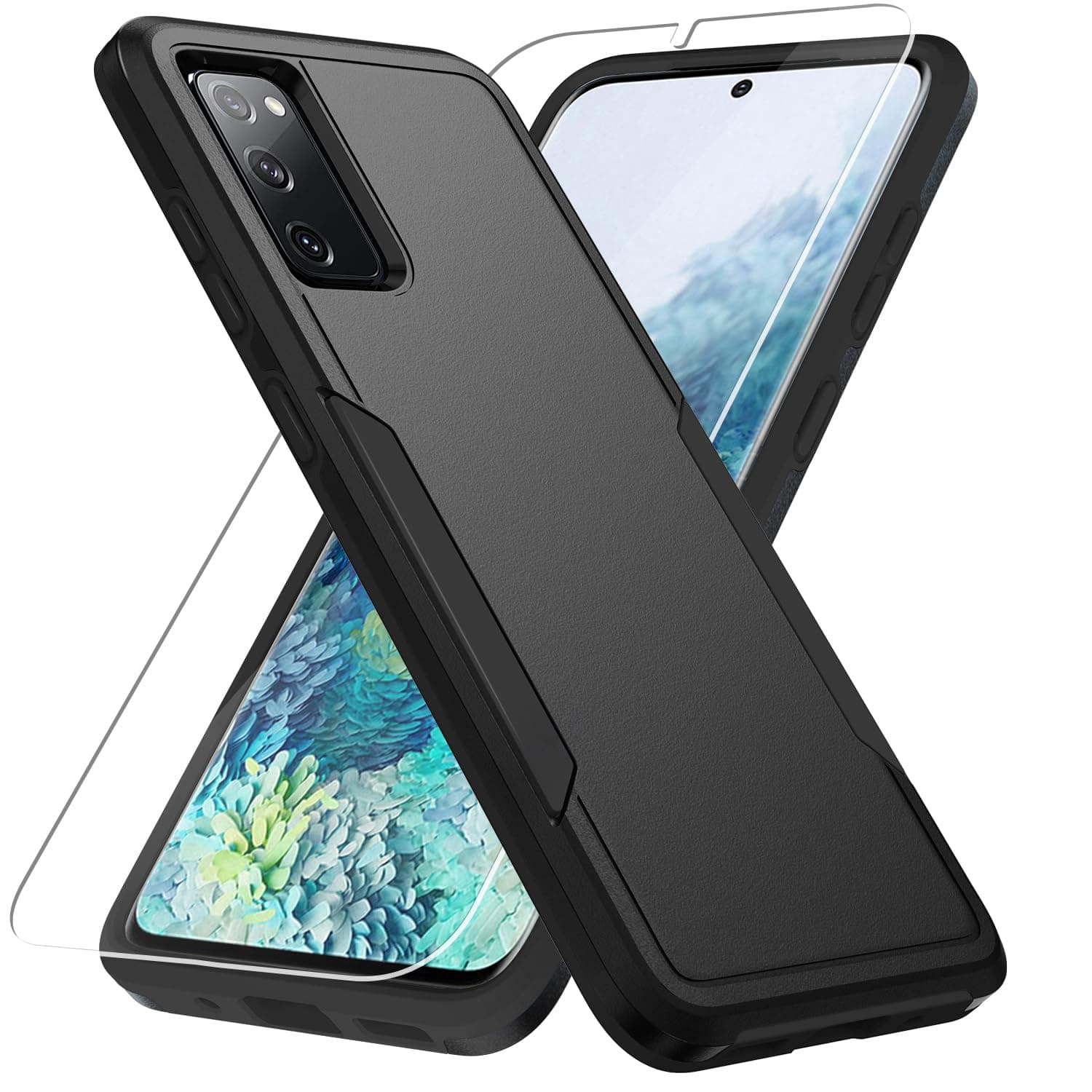for Samsung Galaxy S20 FE 5G Case,with Screen Protector [Military Grade Drop Tested] Heavy-Duty Tough Rugged Shockproof Protective Case for Samung S20 FE 6.5", Black