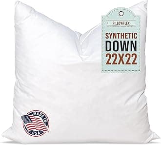 Pillowflex Synthetic Down Pillow Inserts For Shams Aka Faux/Alternative 55cm x 55cm (22 Inch By 22 Inch)