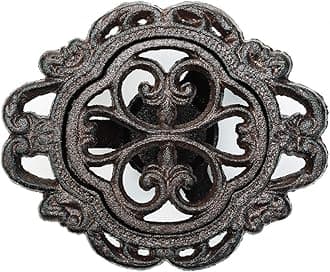 Sungmor Cast Iron Teapot Warmer Dish Cups Heater Pot Trivet - Rustic & Graceful Pattern Design with Tealight Holder - Heavy Duty & Decorative Candle Holder Stands for Heat Food Coffee Milk or Tea