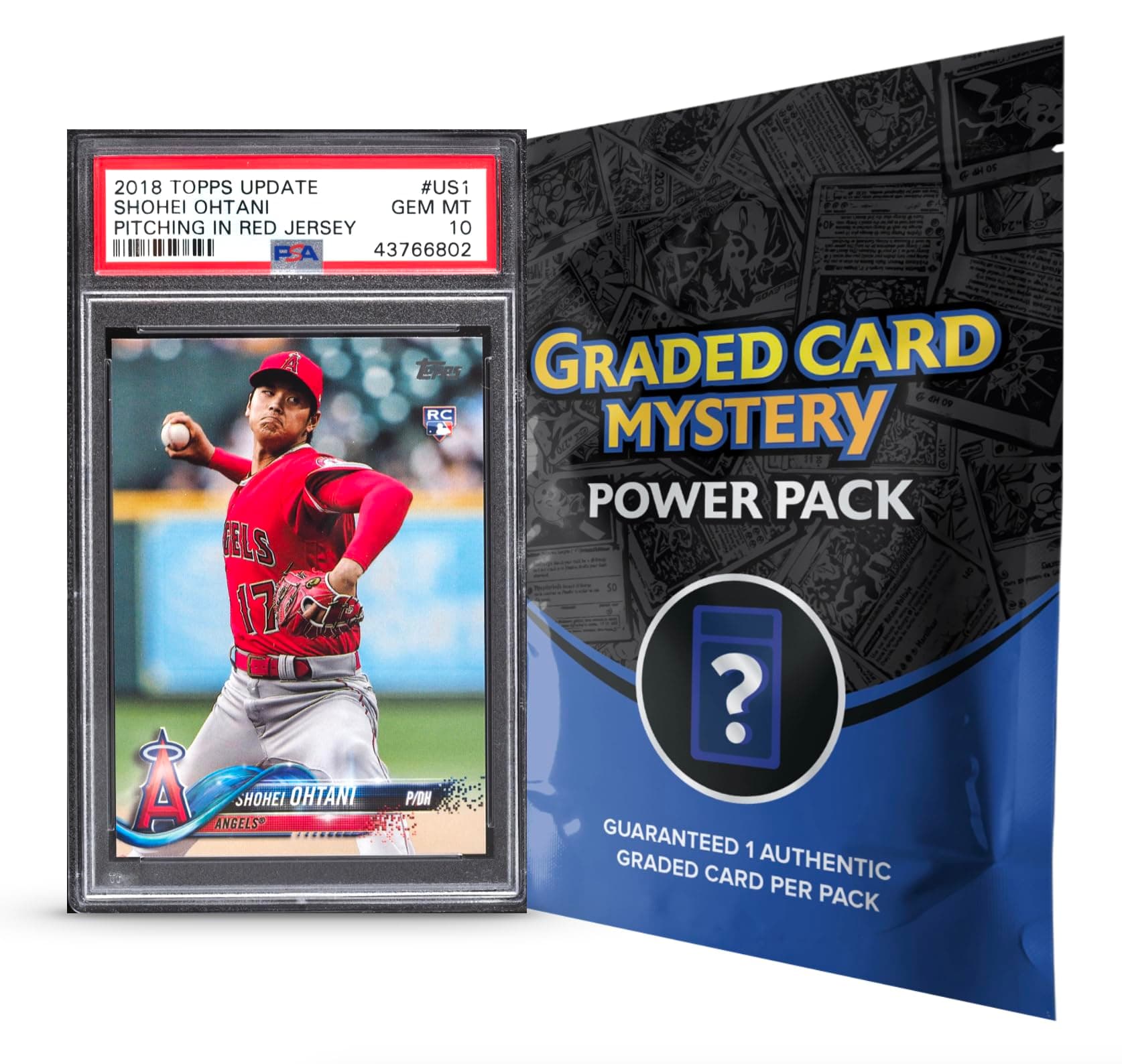PSA Baseball Graded Card Mystery Pack Plus | 1 PSA Graded Baseball Card & 1 Pack of Baseball Cards | Grade 8+ Guaranteed | Contains One Graded Vintage, Rookie, Legend or Current Star | by Zoo Packs