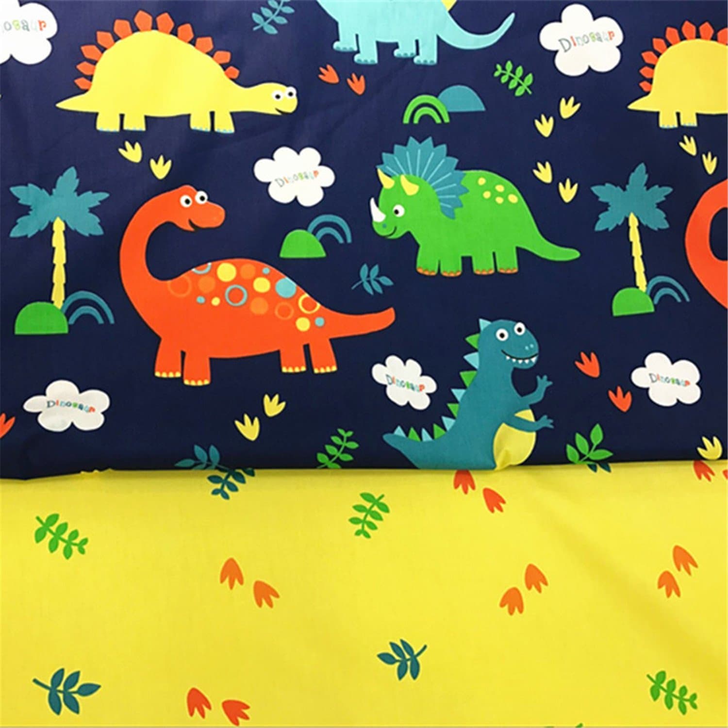Fuya, 2 Pieces Dinosaur Leaves Cotton DIY Projects Patchwork Quilting Sewing Baby Kids Clothes Bedding Clothes 160cm x 100cm
