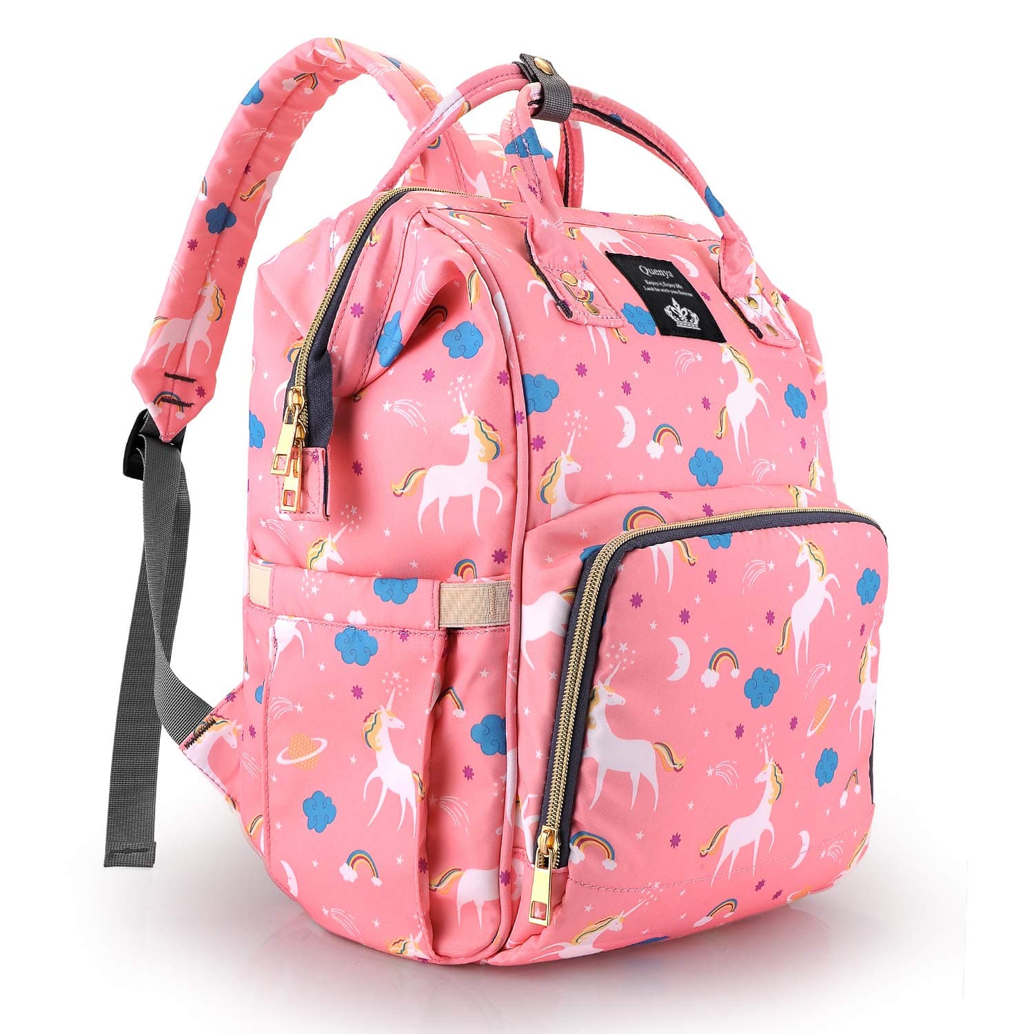 Pink Unicorn Diaper Bag Backpack Multi-Function Waterproof Travel Maternity Nappy Bookbag Large Diaper Bag Backpack for Dad Mom,Durable and Stylish,Baby Diaper Bag for Boys Girls (Pink)
