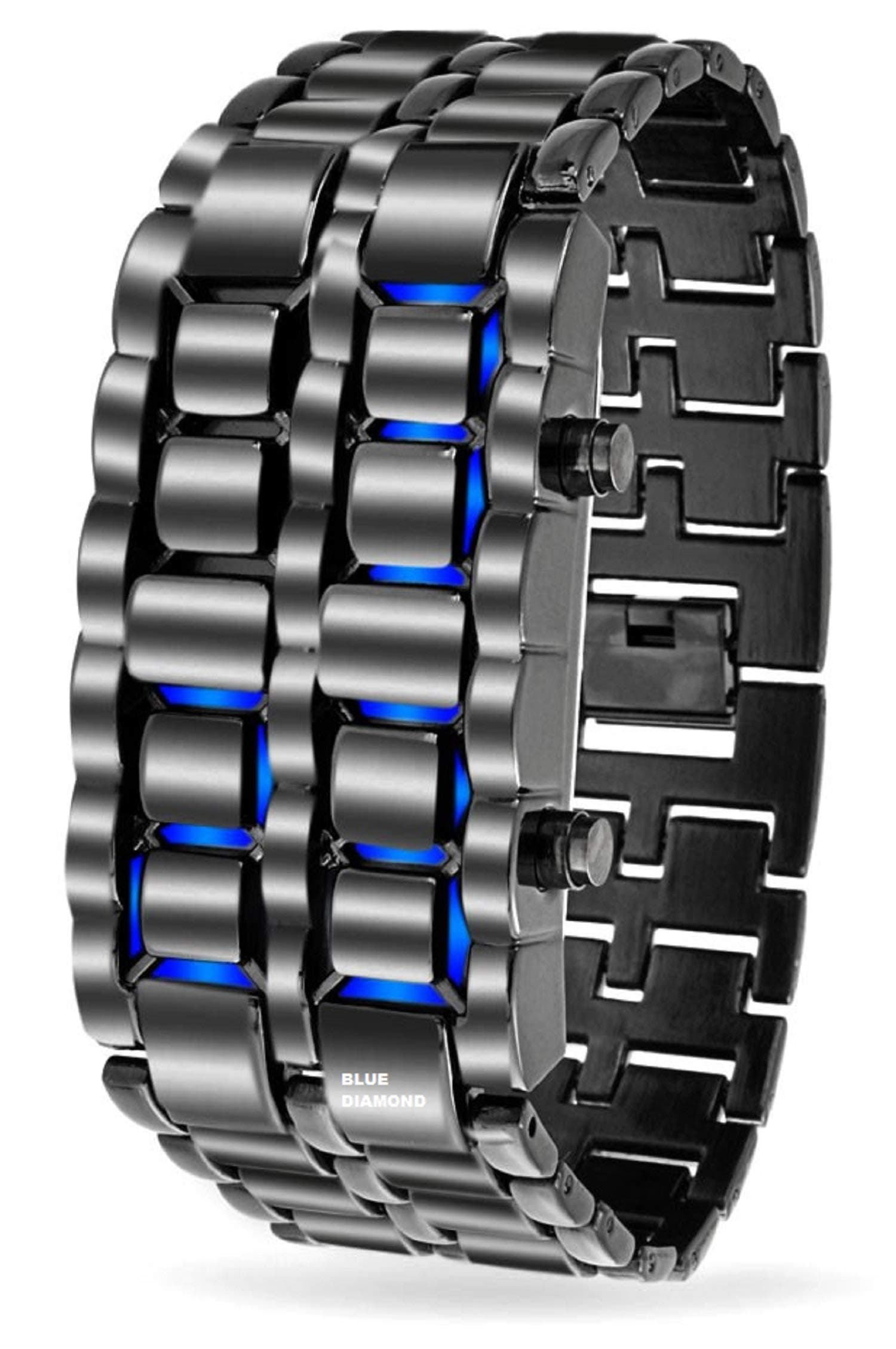 DigitalUnisex Blue Diamond LED Blue Light Chain Watch