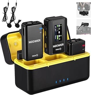 NEEWER CM28 Wireless Lavalier Microphone System with Charging Case, 2 Mic Cli...