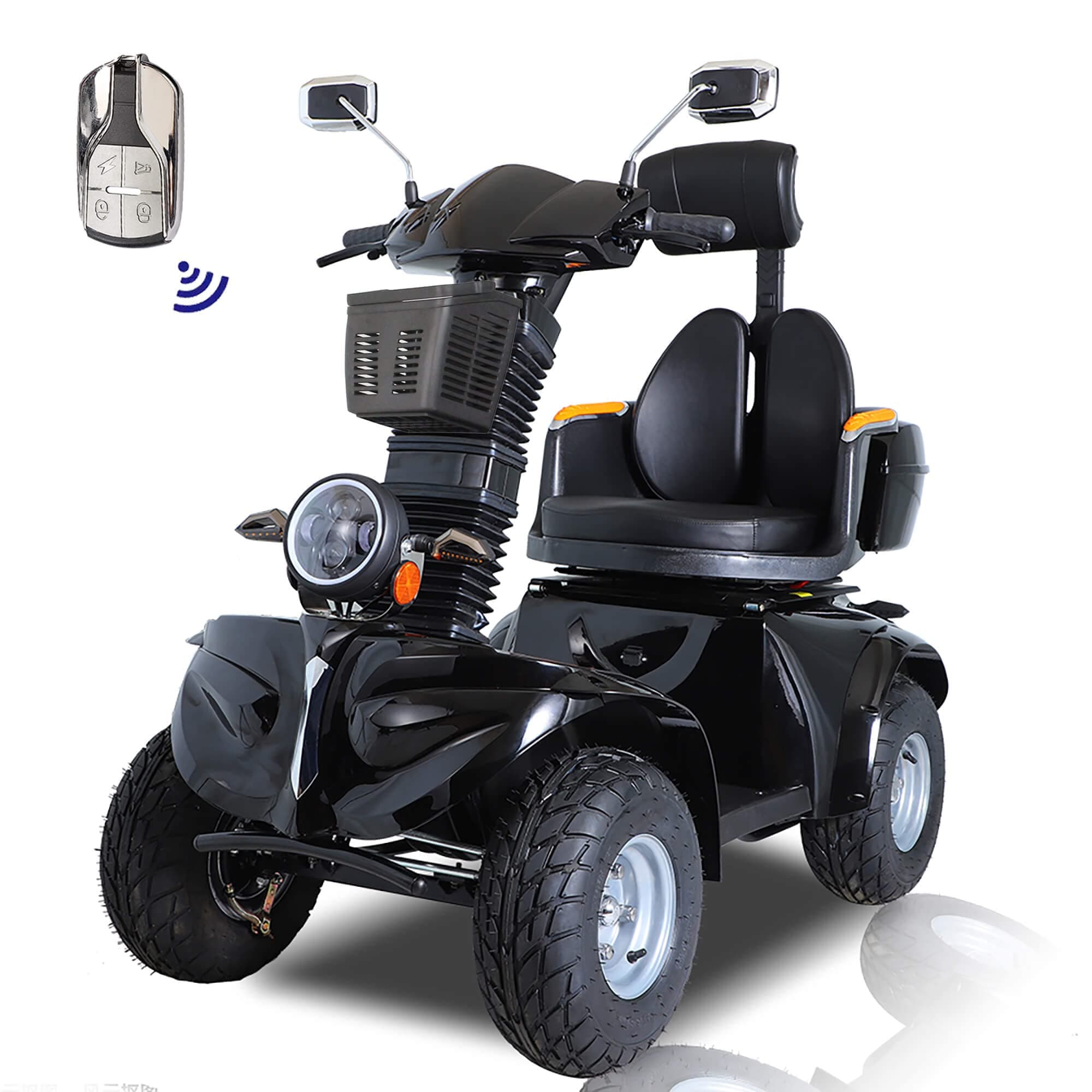 Mobility Scooters for Seniors & Adults 600lbs Capacity, Heavy Duty 4-Wheel 3-Speed Electric Powered Wheelchair Device 1000W All Terrain, Elderly-Lockbox Adjustable Seat (DJD Black 1000W)