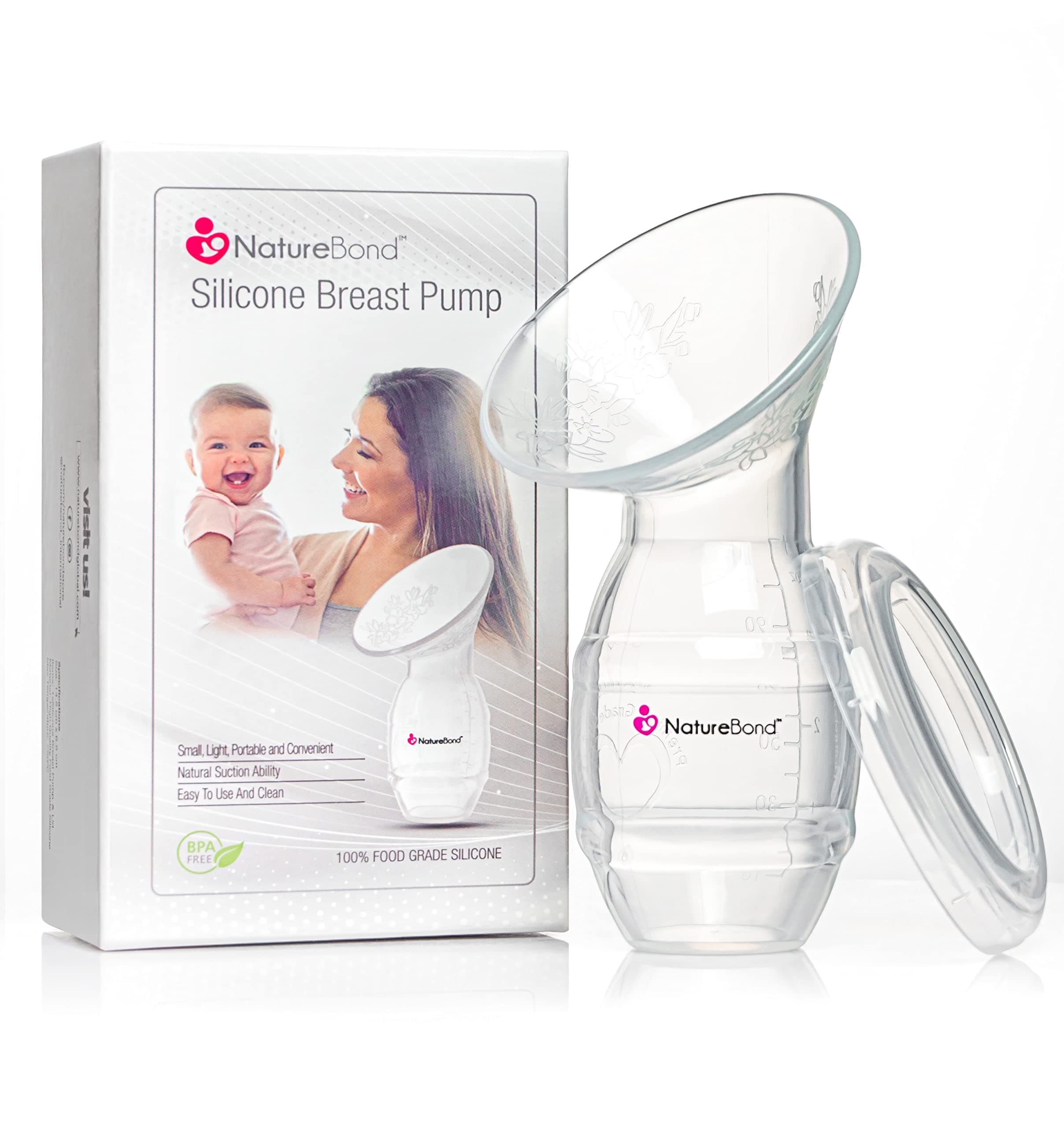 NatureBond Manual Breast Pump. Home Basic Set - Silicone Breast Pump 100ml, Dust Cover Lid