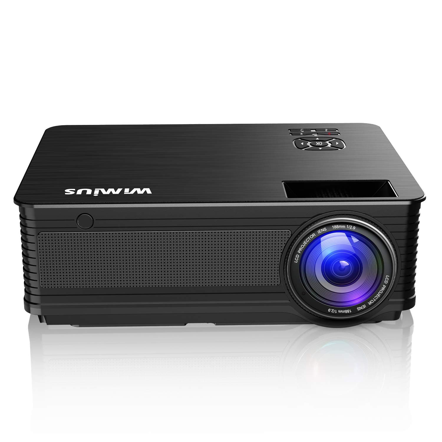 Native 1080P Projector, WiMiUS 7500L LED Video Projector Support 4K 200'' Display, 4D ±50° Keystone Correction, Zoom Function Compatible with TV Stick, PC, Smartphone for Indoor and Outdoor Movie