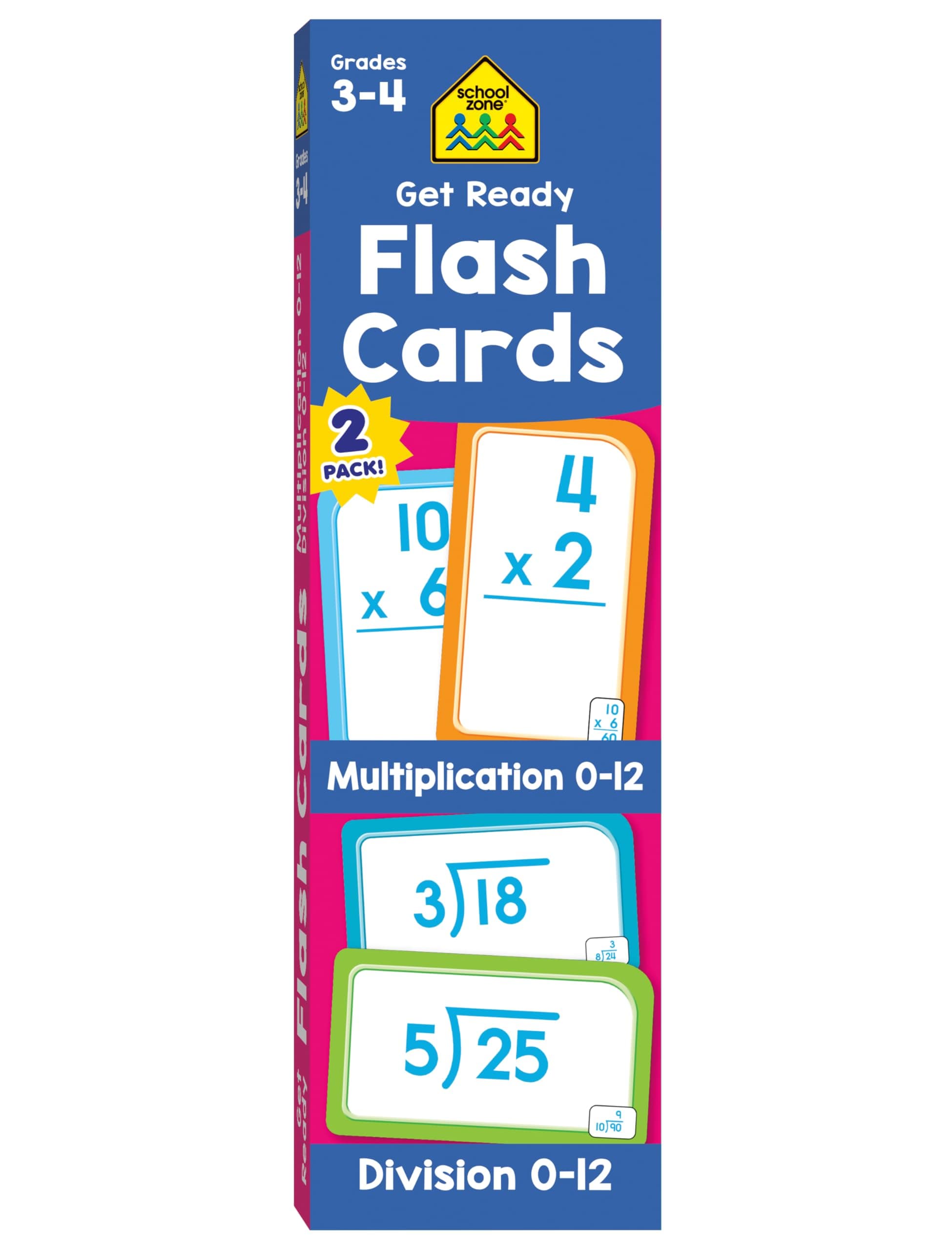 School Zone Get Ready Flash Cards Multiplication & Division 2-Pack: 112 Math Cards, 3rd Grade, 4th, 0-12, Improve Speed & Retention, Ages 8+