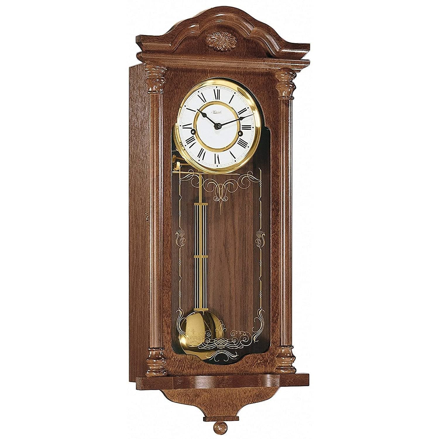 Hermle Fulham Pendulum Mechanical Wall Clock - Walnut - 1/2 Hour Strike