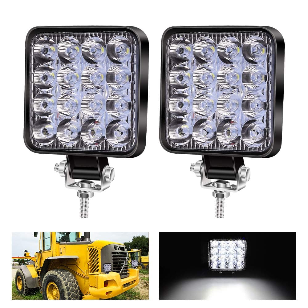 3" Mini LED Work Light,48W Motorcycle LED Spot Flood Lights Offroad Driving Work Fog Lights 12V 24V LED Auxiliary Lights Round LED Light Pods IP67 for Truck Motorcycle J-eep Off Road 4X4 ATV 2Pcs