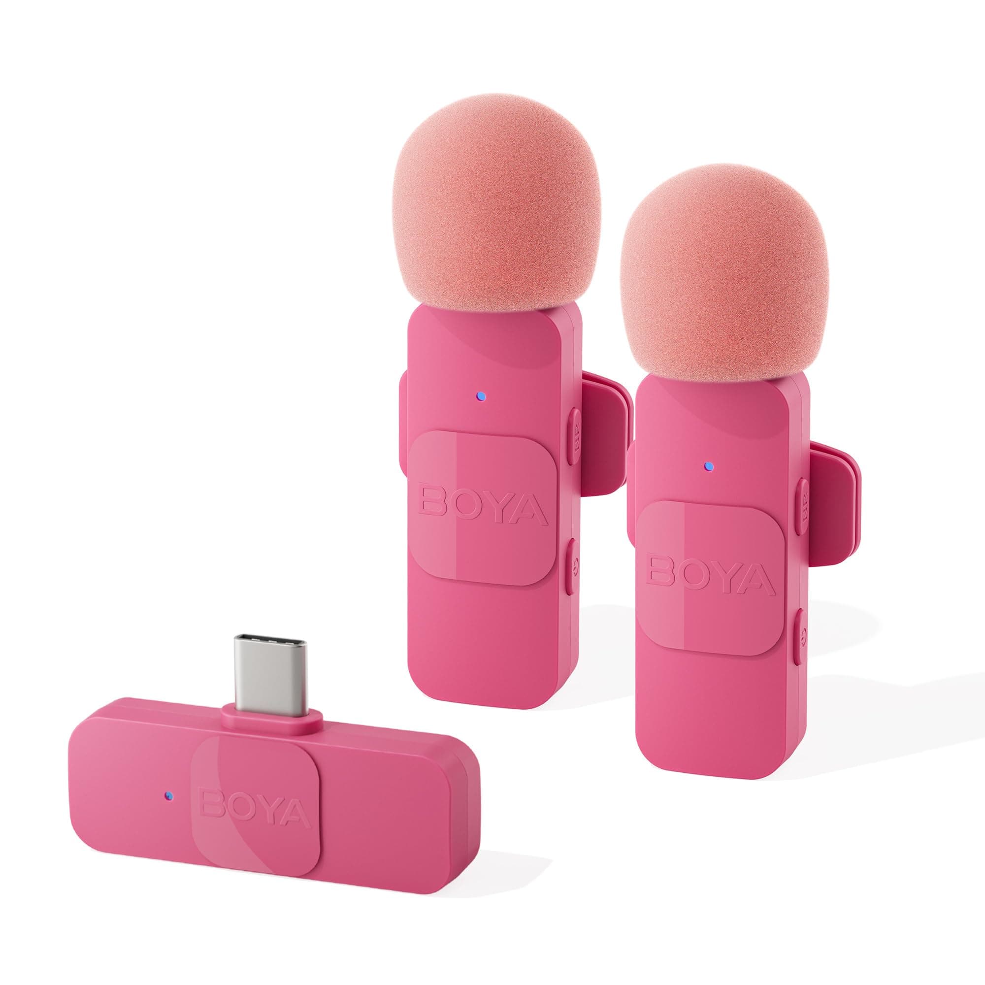 Wireless Lavalier Microphone for Android USB C Smartphone Tablet External Mini Lapel Type C Microphone for Cell Phone Clip-On Mic for Video Recording Podcast YouTube Live Streaming (Pink)