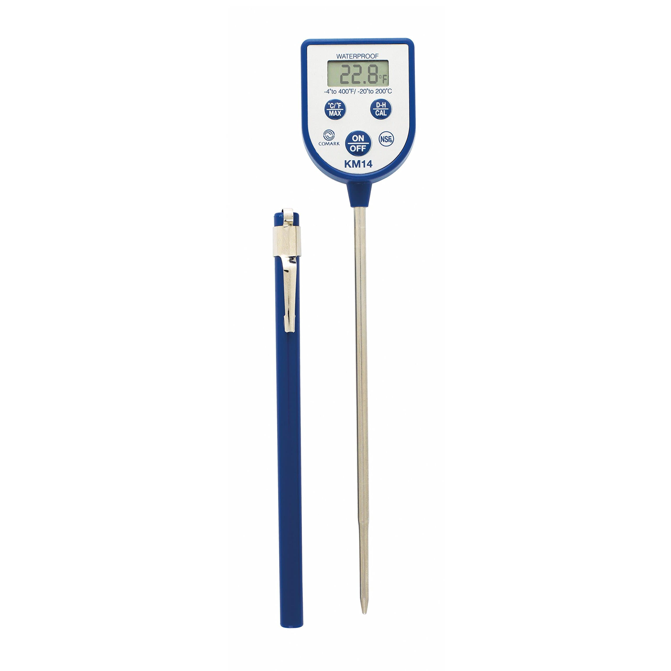 Comark Instrument KM14 Digital Pocket Thermometer with Max Hold, -4 to 400F/-20 to 200C Range, 2F/1C Accuracy, Blue
