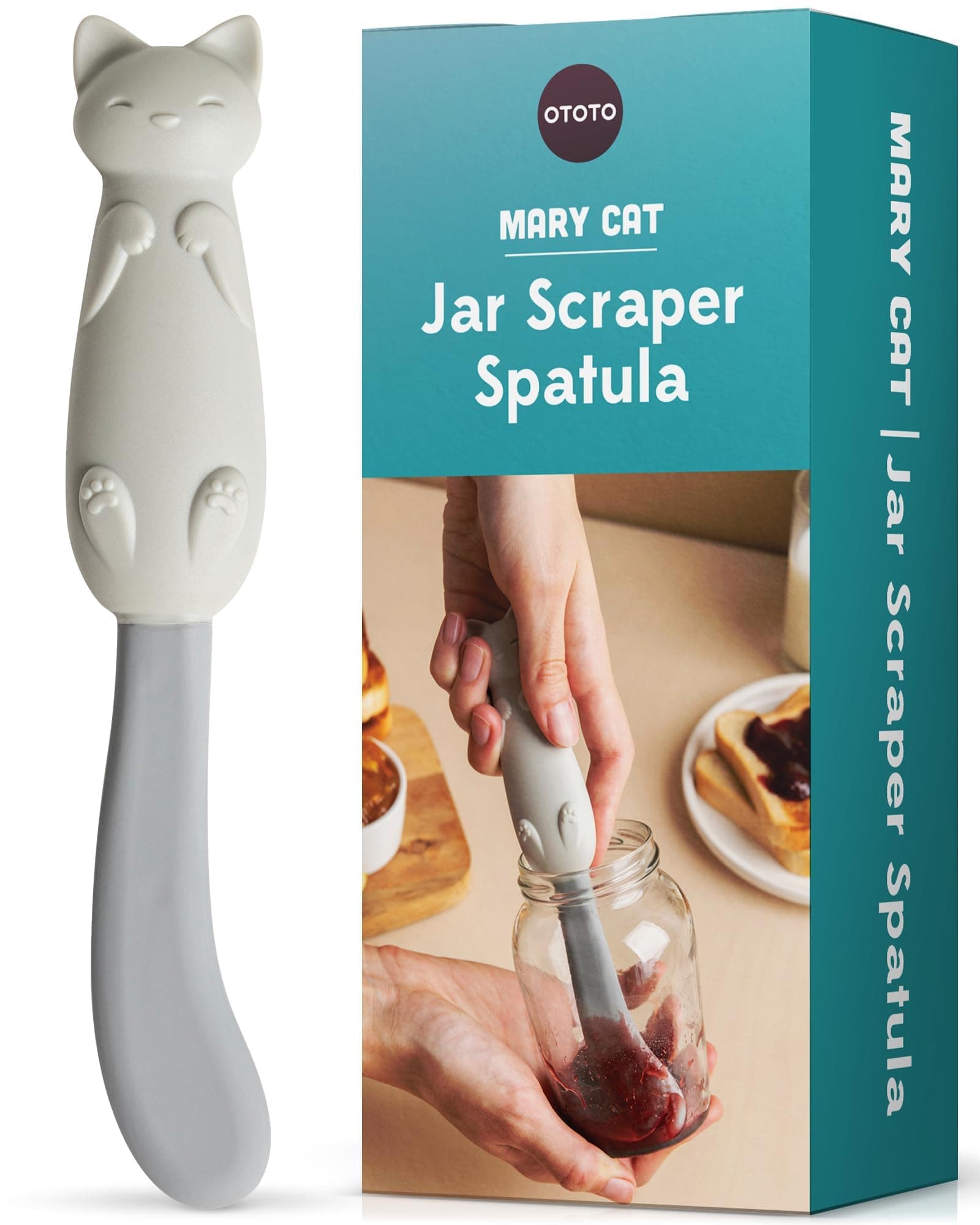 OTOTO Jar Scraper Spatula - Silicone Scraper, Cute Kitchen Accessories, Unique Fun Cooking Kitchen Gadgets for Foodies - BPA-free & 100% Food Safe (Mary Cat)