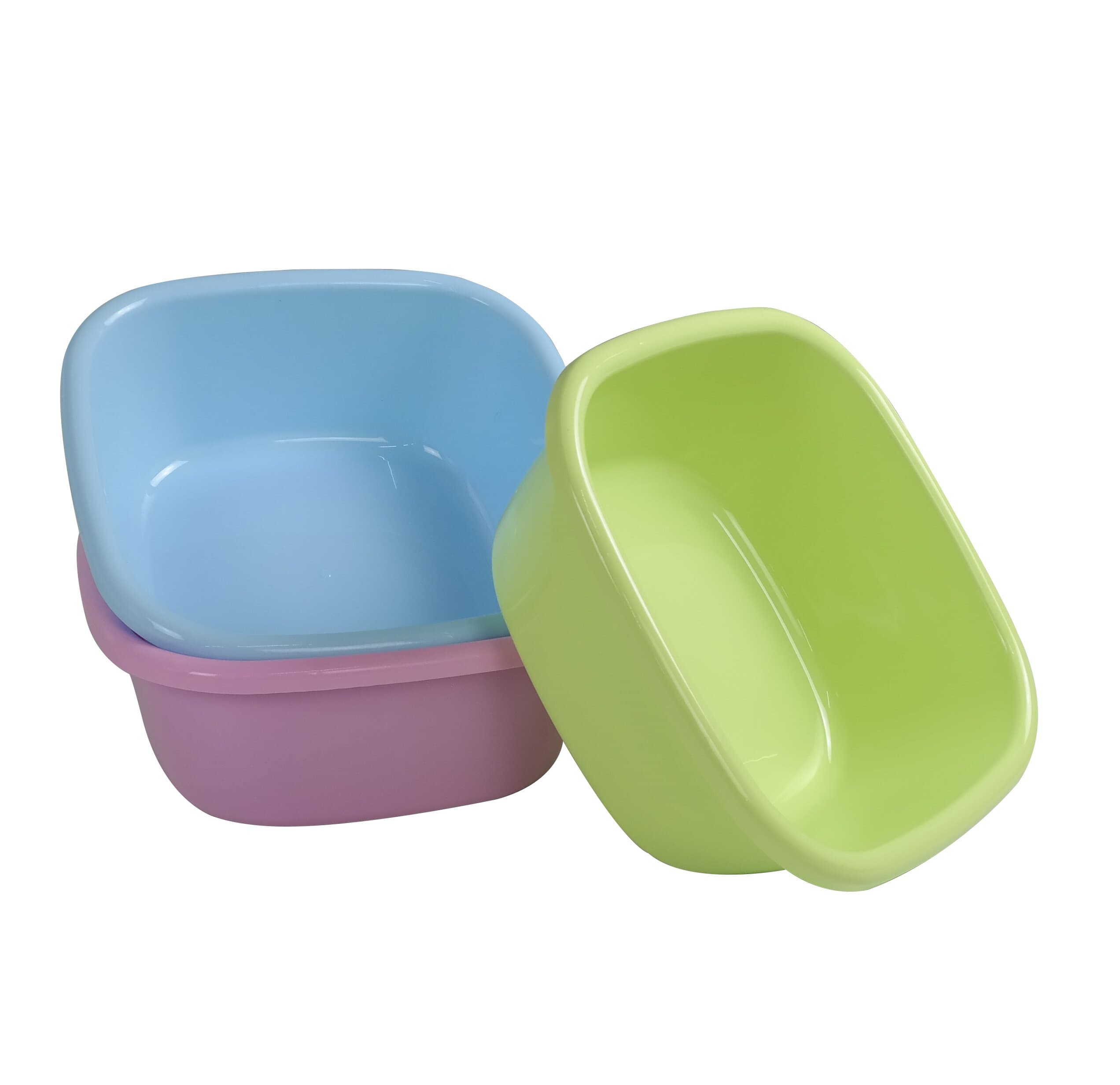 Cand Plastic Square Wash Basin, 12 Quart Dish Tubs, 3-Pack, F