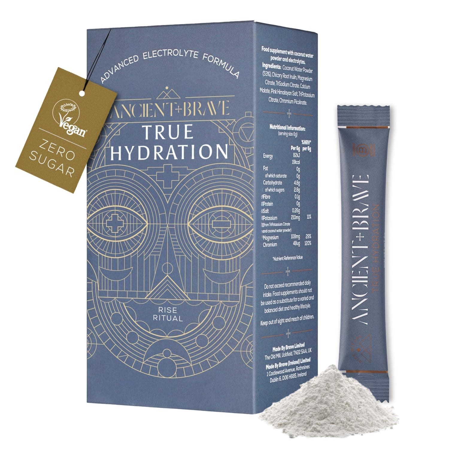 True Hydration 15 x 6g Sachets - Electrolyte Formula with Magnesium, Potassium and Chromium - Morning Hydration, Post Workout Recovery and Fasting Support - Natural Coconut Water Blend