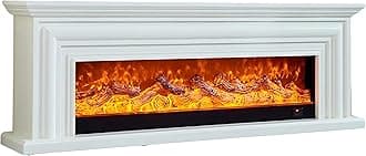 Electirc fireplace (120cm) LED with heater 1500w, wood frame Fireplace with remote control, touch buttons, adjustable flame, beautifull TV table, home decorations (black)