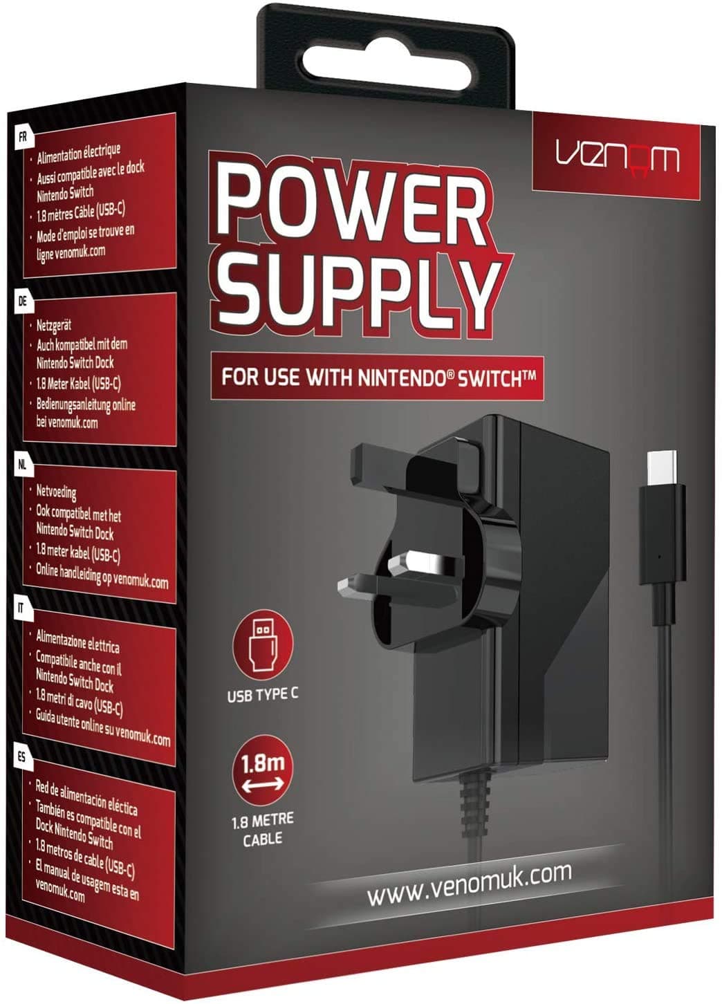 Venom Nintendo Switch Power Supply (Compatible with Console, Dock and Pro Controller) (Nintendo Switch)