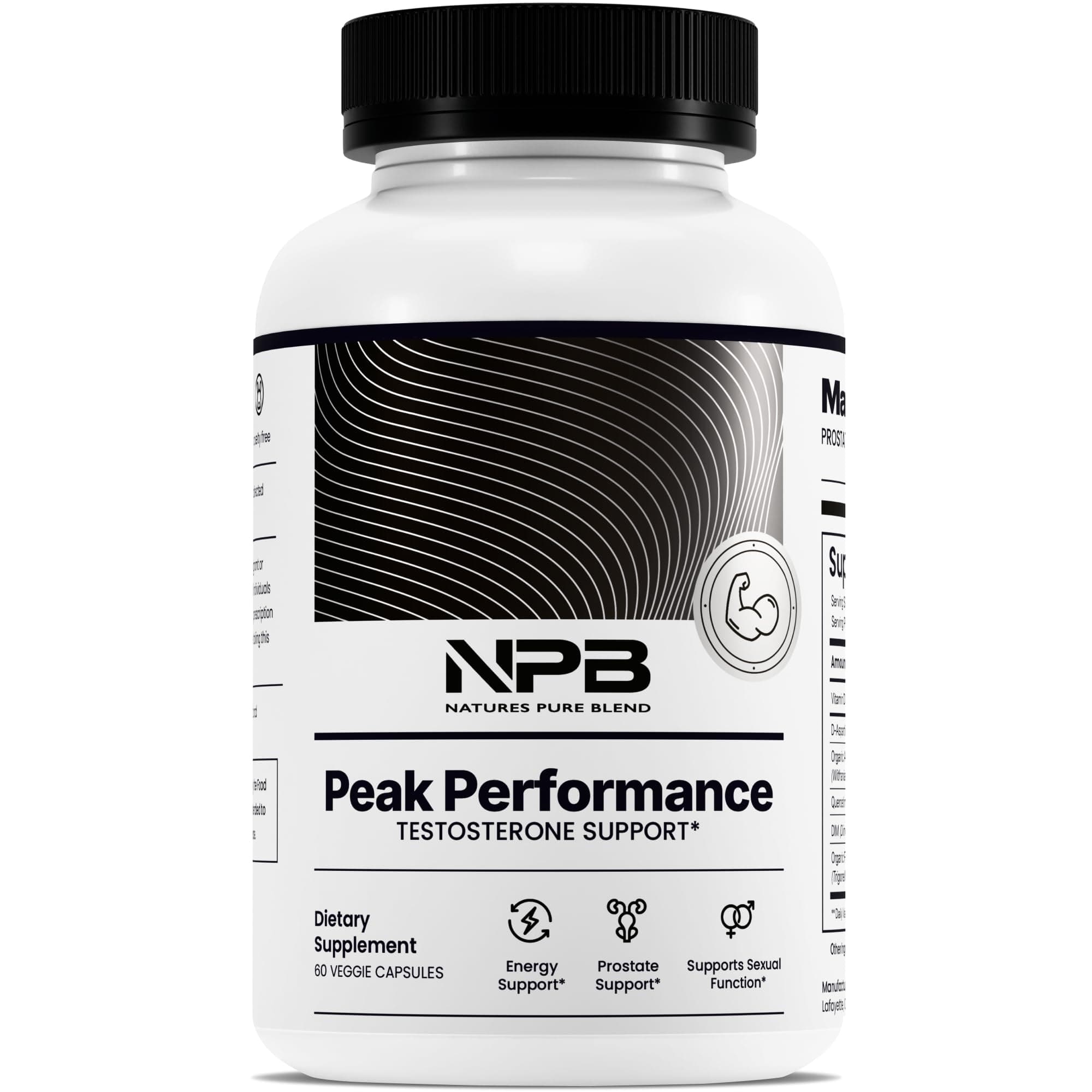 Nature's Pure Blend Peak Performance – Testosterone Supplement for Men with D-Aspartic Acid, Ashwagandha & DIM – Mens Prostate Health Support, Muscle Strength & Energy – Prostate Supplement